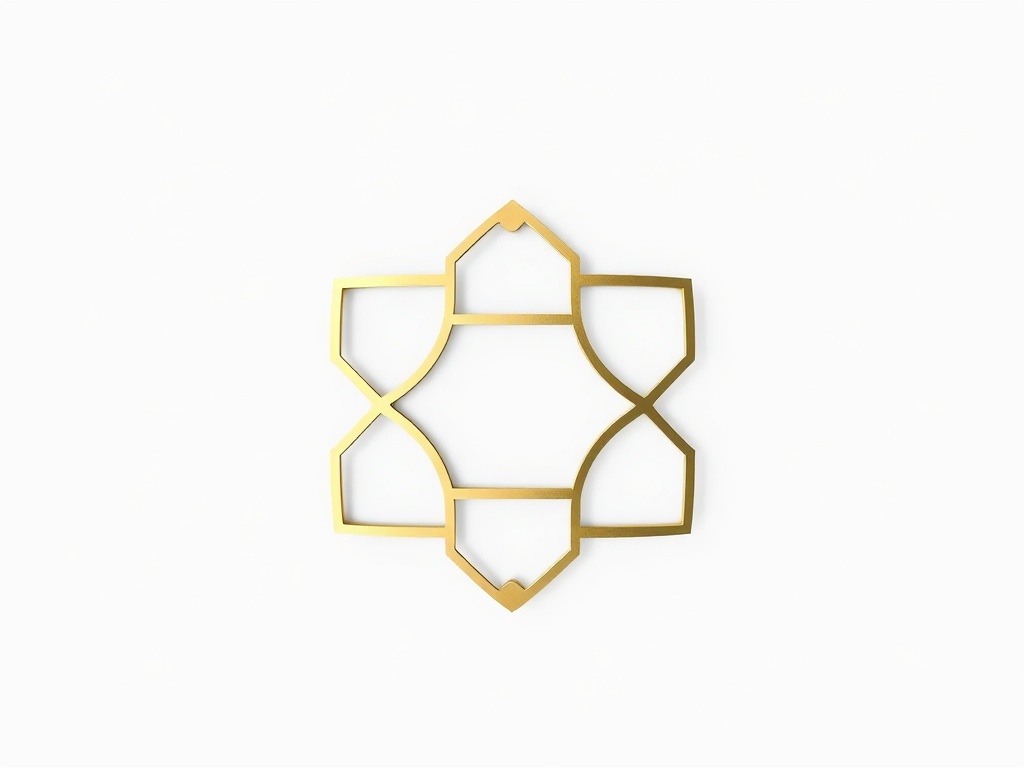 Minimalist geometric logo mark made of interconnected hexagons in gold and silver, on a white background, 8k photorealistic, commercial photography.